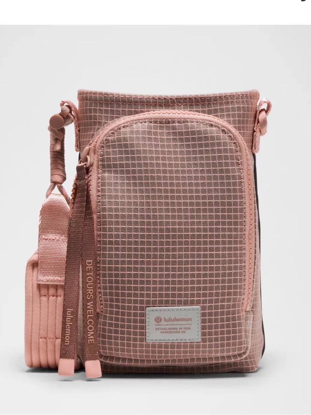 NWT New LULULEMON Water Bottle Crossbody with Front Pocket Paracord Bag Tea Rose